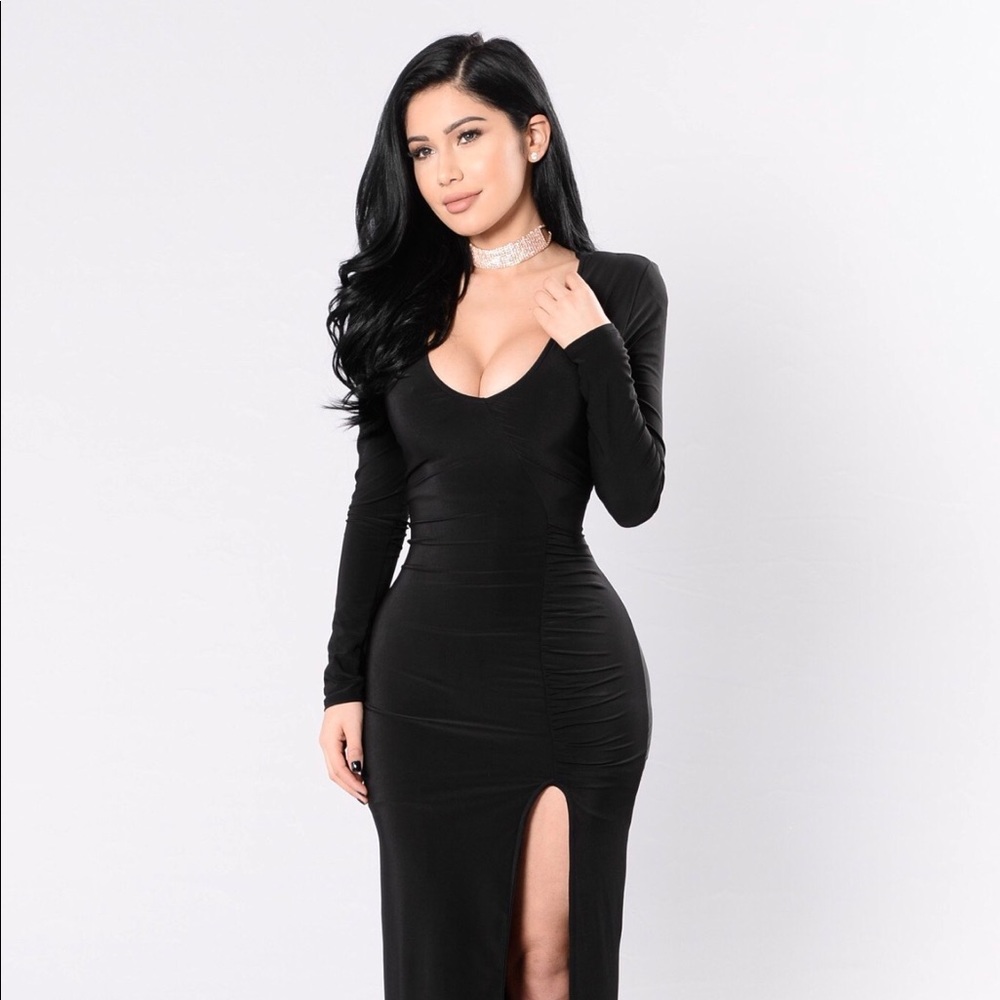 Black slit dress